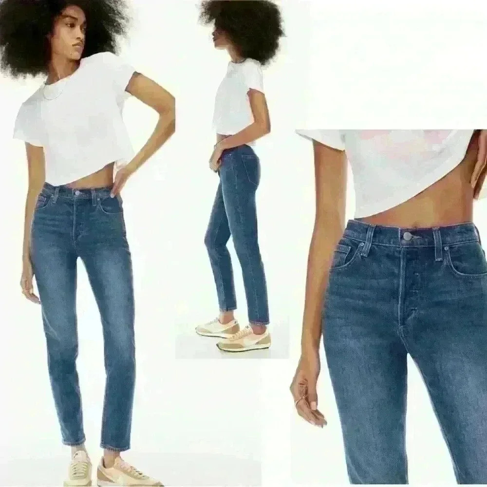 Aritzia Denim Forum The Yoko High Rise Slim Denim size 25 Vintage Wash Cotton - Picture 2 of 15